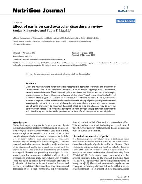 Effect of garlic on cardiovascular disorders: a review .